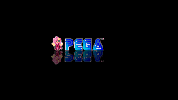 Size: 1920x1080 | Tagged: safe, alternate version, artist:menalia, fluttershy, pegasus, pony, g4, alternate hairstyle, alternate universe, animated, black background, clothes, female, gif, hoodie, logo, logo parody, loop, mare, pants, pixel art, reflection, sega, shoes, simple background, solo, style emulation, text