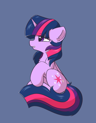 Size: 1582x2021 | Tagged: safe, artist:hcl, twilight sparkle, pony, unicorn, g4, female, floppy ears, mare, simple background, solo, unicorn twilight