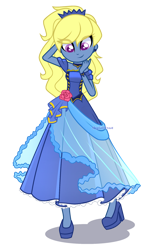 Size: 1350x2150 | Tagged: safe, artist:skyfallfrost, oc, oc only, oc:azure/sapphire, human, equestria girls, g4, clothes, crossdressing, dress, eye clipping through hair, femboy, male, princess gown, simple background, smiling, solo, transparent background, wig