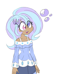 Size: 1627x1941 | Tagged: safe, artist:ladylullabystar, oc, oc only, oc:bubble tea, human, equestria girls, g4, clothes, derp, dress, heterochromia, simple background, solo, transparent background