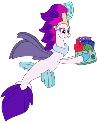 Size: 2229x2806 | Tagged: safe, artist:supahdonarudo, queen novo, seapony (g4), series:novoember, g4, my little pony: the movie, bouquet, coral, flower, high res, holding, simple background, solo, transparent background