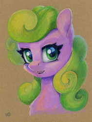 Size: 905x1200 | Tagged: safe, artist:maytee, daisy, flower wishes, earth pony, pony, g4, bust, colored pencil drawing, portrait, solo, toned paper, traditional art