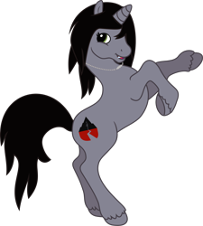 Size: 1547x1718 | Tagged: safe, artist:lightningbolt, derpibooru exclusive, pony, unicorn, g2, g4, .svg available, disguise, disguised siren, fangs, g4 to g2, generation leap, horn, jewelry, kellin quinn, looking at you, male, necklace, open mouth, ponified, rearing, simple background, sleeping with sirens, solo, stallion, svg, transparent background, unshorn fetlocks, vector