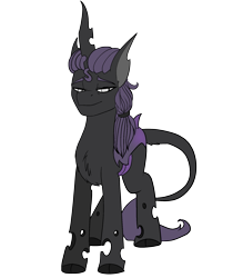 Size: 1893x2160 | Tagged: safe, artist:brainiac, oc, oc only, oc:facsimile, changeling, changeling king, male, purple changeling, simple background, solo, stallion, transparent background