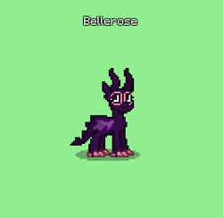 Size: 398x388 | Tagged: safe, oc, oc only, oc:bellerose, dragon, pony, pony town, claws, dragon oc, eyeshadow, fairy wings, female, girly girl, green background, horn, horns, makeup, nail polish, non-pony oc, simple background, solo, spikes, wings