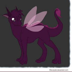 Size: 483x489 | Tagged: safe, oc, oc only, oc:bellerose, dragon, dragon oc, ears, fairy wings, female, girly girl, gray background, horn, horns, non-mlp oc, non-pony oc, purple hair, simple background, solo, wings