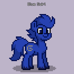 Size: 396x396 | Tagged: safe, oc, oc only, oc:blue swirl, earth pony, pony, pony town, blue mane, blue tail, earth pony oc, male, male oc, simple background, stallion, tail
