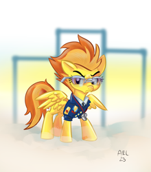 Size: 3731x4233 | Tagged: safe, artist:lytlethelemur, spitfire, pegasus, pony, g4, clothes, drill sergeant, female, necktie, solo, spitfire's tie, suit, sunglasses, uniform, wonderbolts dress uniform