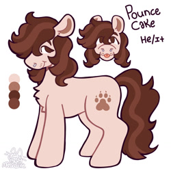 Size: 1280x1280 | Tagged: safe, artist:catponything, oc, oc only, oc:pounce, earth pony, pony, chest fluff, male, nose piercing, piercing, ponysona, pronouns, reference sheet, septum piercing, simple background, smiling, solo, stallion, tail, tongue out, trans male, transgender, white background