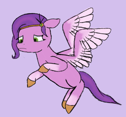 Size: 1890x1757 | Tagged: safe, anonymous artist, pipp petals, pegasus, pony, g5, colored sketch, flying, jewelry, looking down, pink background, simple background, sketch, solo, spread wings, tiara, wings, worried