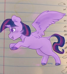 Size: 3724x4096 | Tagged: safe, artist:midnightpremiere, twilight sparkle, alicorn, pony, g4, cute, dock, female, lined paper, mare, missing cutie mark, open mouth, open smile, rearing, smiling, solo, tail, twiabetes, twilight sparkle (alicorn)