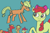 Size: 2000x1300 | Tagged: safe, artist:necromarecy, apple bloom, applejack, big macintosh, earth pony, pony, g4, apple siblings, apple sisters, applejack's hat, bow, brother and sister, cowboy hat, hair bow, hat, hatless, missing accessory, siblings, simple background, sisters, teal background