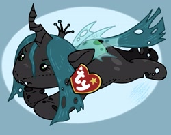 Size: 2263x1793 | Tagged: safe, queen chrysalis, changeling, changeling queen, g4, beanie (plushie), beanie babies, ear tag, plushie, solo