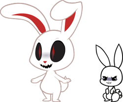 Size: 806x670 | Tagged: safe, alternate version, artist:tarkan809, derpibooru exclusive, angel bunny, g4, chikn nuggit, duo, evil, evil smile, grin, iscream, show accurate, simple background, smiling, style comparison, style emulation, transparent background