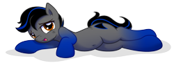 Size: 3823x1388 | Tagged: safe, artist:arshe12, artist:grapefruitface1, oc, oc only, oc:techno babble, earth pony, pony, belly, belly button, commission, draw me like one of your french girls, lying down, male, pony oc, simple background, solo, transparent background