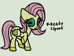 Size: 530x401 | Tagged: safe, artist:scandianon, fluttershy, pegasus, pony, g4, dock, ears back, female, hoers, hooves, mare, raised hoof, rectangular pupil, simple background, solo, tail, whiskers