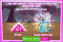 Size: 1960x1296 | Tagged: safe, gameloft, rainbow dash, breezie, my little pony: magic princess, official, advertisement, antennae, breeziefied, costs real money, english, female, gem, mobile game, numbers, rainbow breez, sale, solo, species swap, text, wings