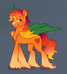 Size: 1677x1853 | Tagged: safe, artist:catmintyt, alicorn, pony, g5, firestar, male, ponified, simple background, smiling, solo, unshorn fetlocks, warrior cats