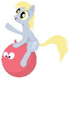 Size: 495x709 | Tagged: source needed, safe, artist:kageboshi washu, derpy hooves, pegasus, pony, bouncing, cute, derpabetes