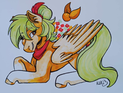 Size: 2362x1799 | Tagged: safe, artist:monnarcha, oc, oc:pixie, pegasus, pony, female, mare, solo, traditional art