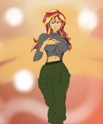 Size: 4961x5952 | Tagged: safe, artist:broni, sunset shimmer, human, equestria girls, g4, belly button, breasts, busty sunset shimmer, cute, female, midriff, shimmerbetes, solo