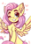 Size: 1430x2048 | Tagged: safe, alternate version, artist:falafeljake, fluttershy, pegasus, pony, g4, blushing, chest fluff, cute, ear fluff, eyebrows, female, grin, heart, looking at you, mare, one eye closed, shyabetes, signature, simple background, sitting, smiling, smiling at you, solo, spread wings, white background, wings, wink, winking at you