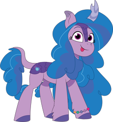 Size: 1656x1799 | Tagged: safe, artist:prixy05, izzy moonbow, kirin, g5, my little pony: tell your tale, bracelet, female, friendship bracelet, jewelry, kirin izzy moonbow, kirin-ified, looking at you, simple background, solo, species swap, tongue out, transparent background, vector