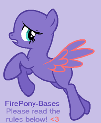Size: 402x490 | Tagged: safe, artist:firepony-bases, pegasus, pony, g4, bald, base, female, grimace, mare, no tail, purple background, simple background, solo, spread wings, wings