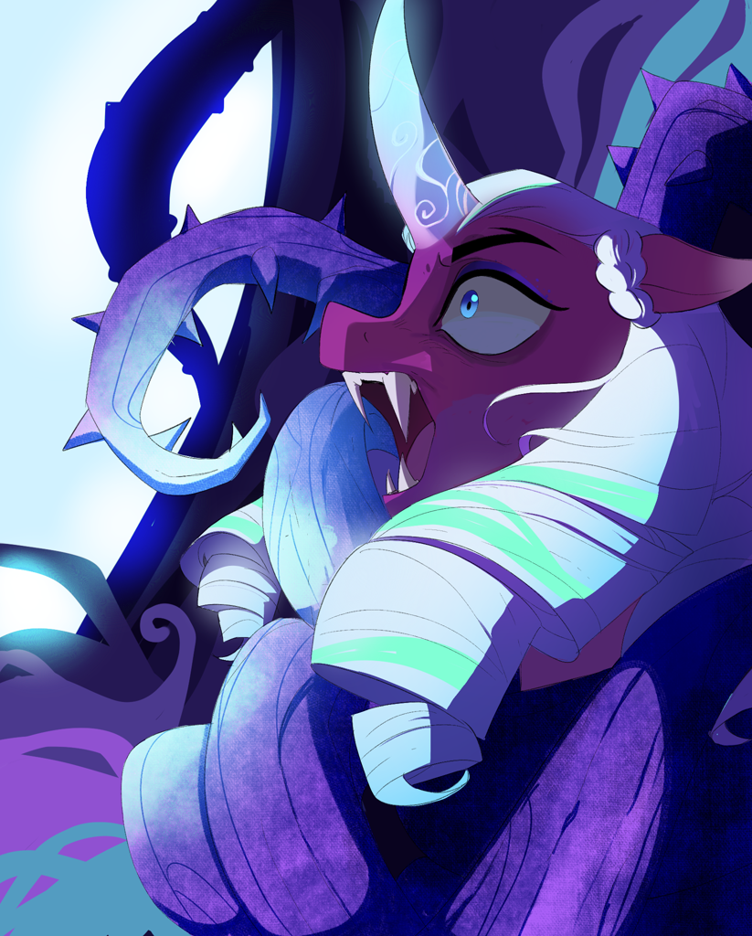[alicorn,fangs,female,g5,horn,mare,open mouth,pony,safe,curved horn,artist:aztrial,spoiler:g5,my little pony: make your mark,spoiler:my little pony: make your mark,opaline arcana,spoiler:my little pony: make your mark chapter 6,my little pony: make your mark chapter 6,spoiler:mymc06e03,roots of all evil]