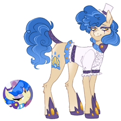 Size: 1000x1000 | Tagged: safe, artist:kazmuun, sapphire shores, earth pony, pony, series:kazmuun's drawing every pony, g4, alternate design, blouse, butt fluff, clothes, concave belly, eyebrows, eyebrows visible through hair, eyeshadow, female, gradient mane, gradient tail, hat, hoof shoes, leg fluff, lidded eyes, long legs, makeup, mare, redesign, screencap reference, shirt, simple background, skirt, slender, solo, tail, tail wrap, thin, top hat, transparent background, white pupils