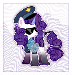 Size: 11669x12126 | Tagged: safe, artist:chafer7lin, artist:stardarkmlp, rarity, pony, unicorn, g4, absurd resolution, alternate hairstyle, base used, clothes, commission, cuffs, fashion police, female, hat, leonine tail, lipstick, makeup, mare, markings, necktie, police, police officer, police uniform, raricop, redesign, shirt, solo, sunglasses, tail, unshorn fetlocks, ych result