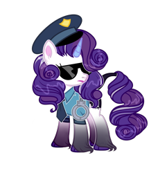 Size: 11669x12126 | Tagged: safe, alternate version, artist:chafer7lin, artist:stardarkmlp, rarity, pony, unicorn, g4, absurd resolution, alternate hairstyle, base used, clothes, commission, cuffs, fashion police, female, hat, leonine tail, lipstick, makeup, mare, markings, necktie, police, police officer, police uniform, raricop, redesign, shirt, simple background, solo, sunglasses, tail, transparent background, unshorn fetlocks, ych result