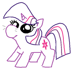 Size: 404x398 | Tagged: safe, artist:purblehoers, twilight sparkle, pony, unicorn, g4, female, mare, ms paint, numget, simple background, smiling, solo, unicorn twilight, whiskers, white background