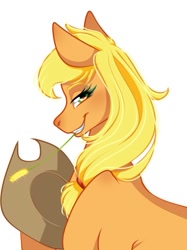 Size: 624x835 | Tagged: safe, artist:symphstudio, applejack, earth pony, pony, g4, female, hat, mare, simple background, solo, white background