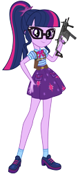 Size: 1857x4096 | Tagged: safe, artist:edy_january, edit, vector edit, sci-twi, twilight sparkle, human, equestria girls, g4, my little pony equestria girls: better together, belt, geode of telekinesis, glasses, gun, handgun, kriss vector, m1911, magical geodes, pistol, private security, simple background, solo, special forces, submachinegun, task forces 141, transparent background, vector, vips, weapon