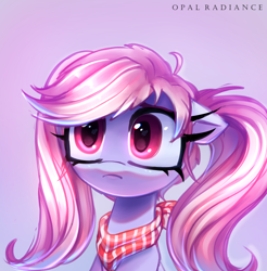 Size: 2800x2840 | Tagged: safe, artist:opal_radiance, oc, oc only, oc:dandelette, earth pony, pony, farmer, gradient background, high res, solo