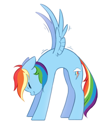 Size: 883x1056 | Tagged: safe, artist:melodylibris, rainbow dash, pegasus, pony, g4, behaving like a cat, eyes closed, female, mare, simple background, solo, stretching, white background