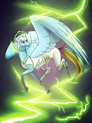 Size: 1024x1366 | Tagged: safe, artist:starshine74, rainbow dash, pegasus, pony, g4, astrodash, clothes, costume, female, lightning, mare, nightmare night costume, solo