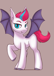 Size: 2800x3900 | Tagged: safe, artist:zeroonesunray, derpibooru exclusive, zipp storm, bat pony, pony, g5, bat ponified, bat zipp, female, halloween, high res, holiday, looking at you, mare, race swap, simple background, solo, standing, zippbat