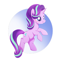 Size: 2000x2000 | Tagged: safe, artist:nnaly, starlight glimmer, pony, unicorn, g4, blushing, female, gradient background, high res, horn, mare, rearing, signature, simple background, smiling, solo, starry eyes, transparent background, wingding eyes