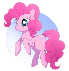 Size: 1790x1858 | Tagged: safe, artist:nnaly, pinkie pie, earth pony, pony, g4, female, gradient background, mare, open mouth, open smile, rearing, signature, simple background, smiling, solo, transparent background