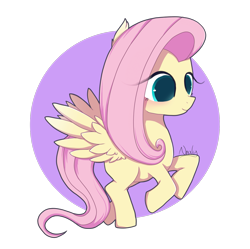 Size: 3545x3528 | Tagged: safe, artist:nnaly, fluttershy, pegasus, pony, g4, blushing, chibi, cute, female, gradient background, high res, mare, shyabetes, signature, simple background, smiling, solo, spread wings, transparent background, wings