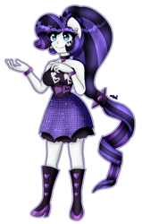 Size: 2032x3191 | Tagged: safe, artist:dazzlingmimi, rarity, human, equestria girls, g4, breasts, busty rarity, choker, cute, female, hand on chest, heart choker, high res, ponied up, ponytail, raribetes, simple background, solo, transparent background