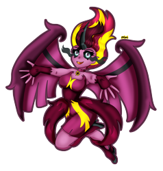 Size: 1732x1819 | Tagged: safe, artist:dazzlingmimi, sci-twi, sunset shimmer, twilight sparkle, equestria girls, g4, female, fusion, midnight satan, midnight sparkle, open arms, open mouth, simple background, solo, sunset satan, transparent background