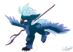 Size: 1307x940 | Tagged: safe, artist:cmdrtempest, oc, oc only, oc:dark skroll, hippogriff, cute, looking at you, running, simple background, smiling, solo, white background
