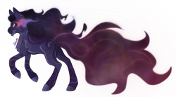 Size: 2924x1614 | Tagged: safe, artist:trashpanda czar, oc, oc only, oc:the calamity, pony, concave belly, ethereal mane, ethereal tail, eye mist, flowing mane, rearing, simple background, solo, tail, teeth, transparent background