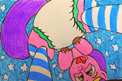 Size: 3286x2197 | Tagged: safe, artist:bitter sweetness, pipp petals, pegasus, pony, g5, abdl, adult foal, clothes, diaper, diaper fetish, fetish, high res, looking at you, non-baby in diaper, poofy diaper, socks, stars, striped socks, traditional art