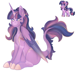 Size: 1670x1582 | Tagged: safe, artist:trashpanda czar, twilight sparkle, alicorn, pony, pony town, g4, long mane, long tail, sitting, solo, tail, twilight sparkle (alicorn)