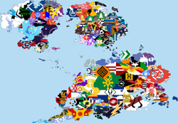 Size: 2967x2048 | Tagged: safe, artist:mustaphatr, equestria at war mod, alternate universe, flag, flag map, griffonia, high res, map, map of equestria, no pony, pixel art, zebrica