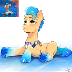 Size: 2048x2048 | Tagged: safe, artist:xiaowu07, screencap, hitch trailblazer, sunny starscout, earth pony, pony, g5, my little pony: make your mark, my little pony: make your mark chapter 6, secrets of starlight, spoiler:g5, spoiler:my little pony: make your mark, spoiler:my little pony: make your mark chapter 6, spoiler:mymc06e04, cute, fluttershy's cutie mark, high res, hoof heart, ice, male, pins, rainbow dash's cutie mark, screencap reference, simple background, smiling, solo focus, stallion, twilight sparkle's cutie mark, underhoof, upside-down hoof heart, white background